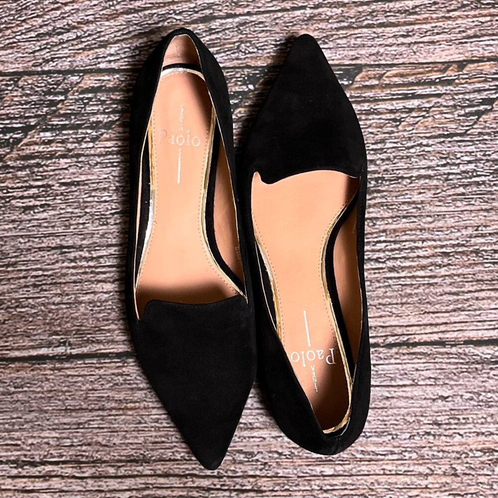 Linea Paolo Black Suede Pointed Toe Ballet Flats Size 6.5M